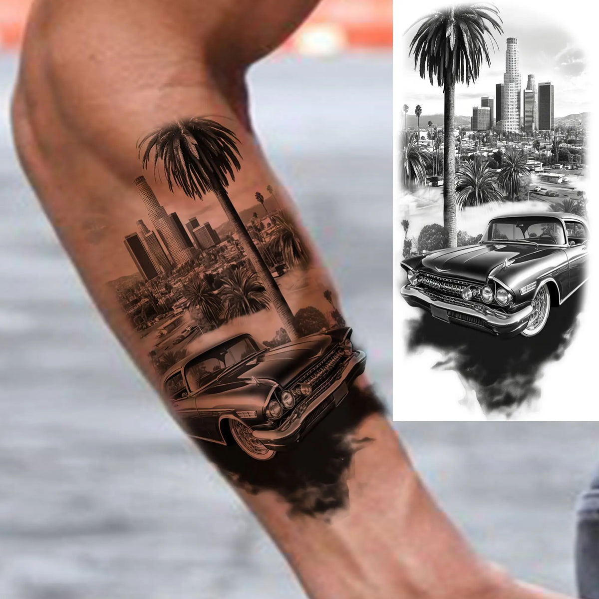 1 Sheets Chicano Prison Gangster Temporary Tattoos For Women Men Adults Fake Tattoo Sticker Water Transfer Self Adhesive Arm Leg