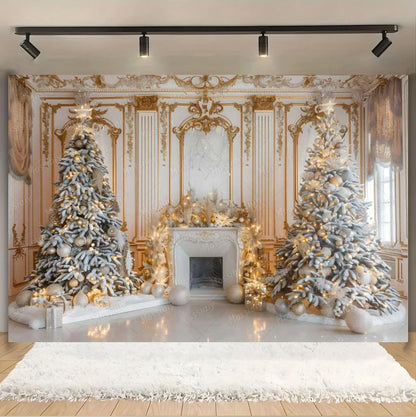 Christmas Glitter Photography Backdrop Street Xmas Gifts Pine Tree Family Portrait Festival Party Studio Photo Background Banner