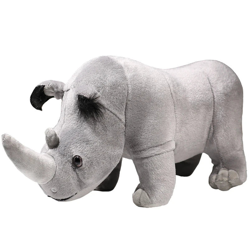 35cm Real Life Rhinoceros Plush Toy Stuffed Lifelike African Rhinos Wild Animals Doll Toys  For Kids Children Xmas Gift Decor
