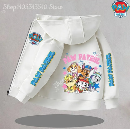 Paw Patrol Kids Thin Hooded Coats Anime Chase Zipper Sweatshirts Outwear Fashion Spring Fall Hoodies Sportwear Children Clothes