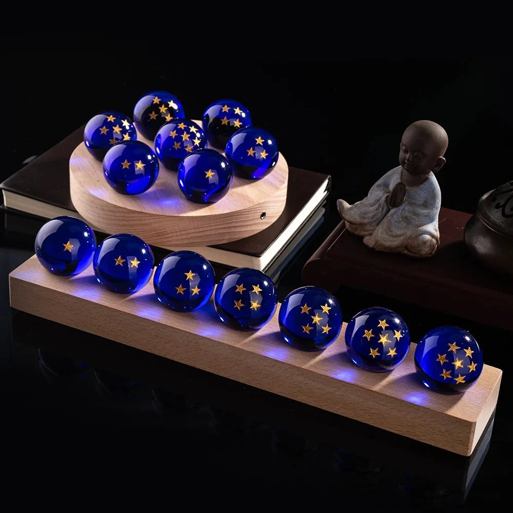Dragoned Anime Seven Stars Crystal Ball Set LED Illuminated Wooden Base Night Lights Cartoon Balls Birthday Christmas Gift