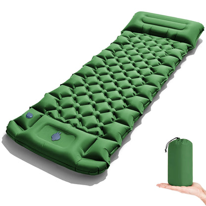 2026!Thicken Camping Mat Inflatable Mattress Sleeping Bed Tent Moisture-Proof Built-in Foot Pump Sleeping Pad with Pillow