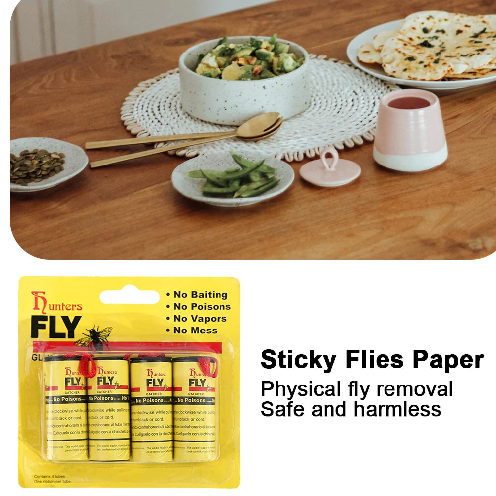 Fly Catcher Disposable Fly Killer  Trap  Control Fly Trap Paper Strip  Easy To Use for House Kitchen