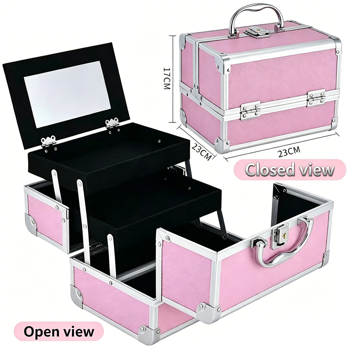 Portable Makeup Case with Lock & Mirror | Professional Cosmetic Organizer for Travel, Nail Tech & Aestheticians | Secure Storage