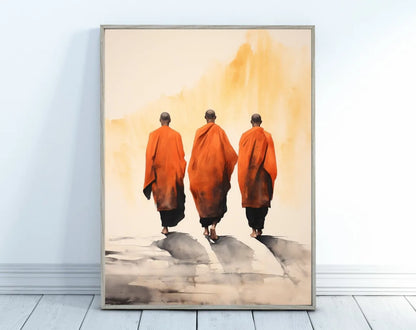 Japanese Zen Lotus Buddha Monk Koi Fish Forest Mountain Poster and Prints Canvas Printing Wall Art Picture for Living Room Decor