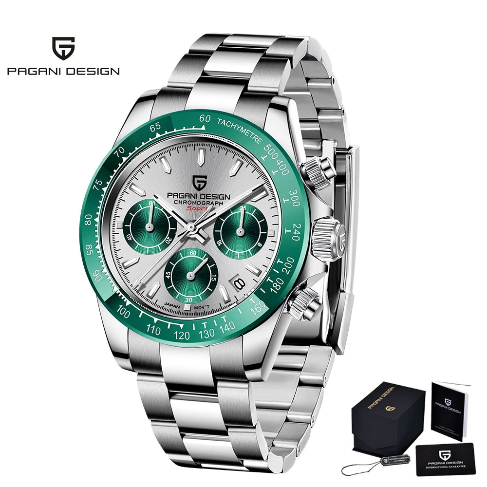 PAGANI Design PD1644 Men Quartz Watches Top Brand Luxury Sports Sapphire Stainless Steel Waterproof Chronograph Reloj Hombre