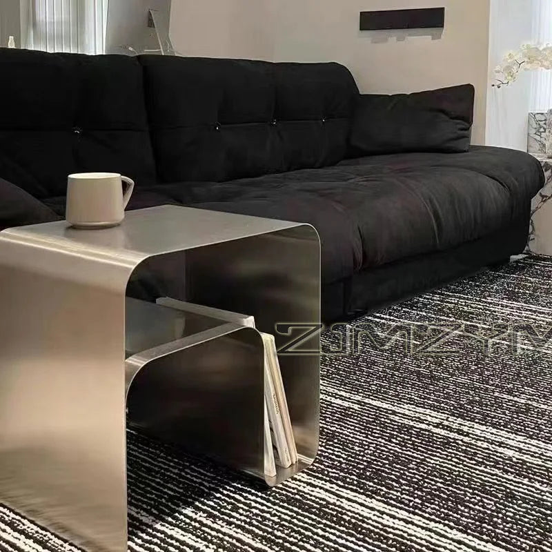 Nordic Stainless Steel Tea Table Minimalist Bedside Nightstand Modern Sofa Corner Accent Table for Bedroom Coffee Desk