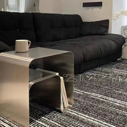 Nordic Stainless Steel Tea Table Minimalist Bedside Nightstand Modern Sofa Corner Accent Table for Bedroom Coffee Desk