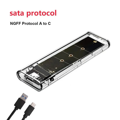 M.2 NVME PCIe NGFF SATA Dual Protocol SSD Case Clear USB Type C 10Gbps PCI-E M2 SSD Transparent External Enclosure Hard Disk Box