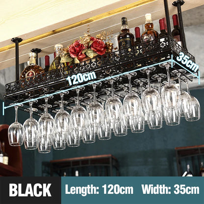 Metal Stemware Wine Glass Rack Hanging Ceiling Cup Holder Organizer Storage Rack For Home Bar Restaurant Wine Display Stand