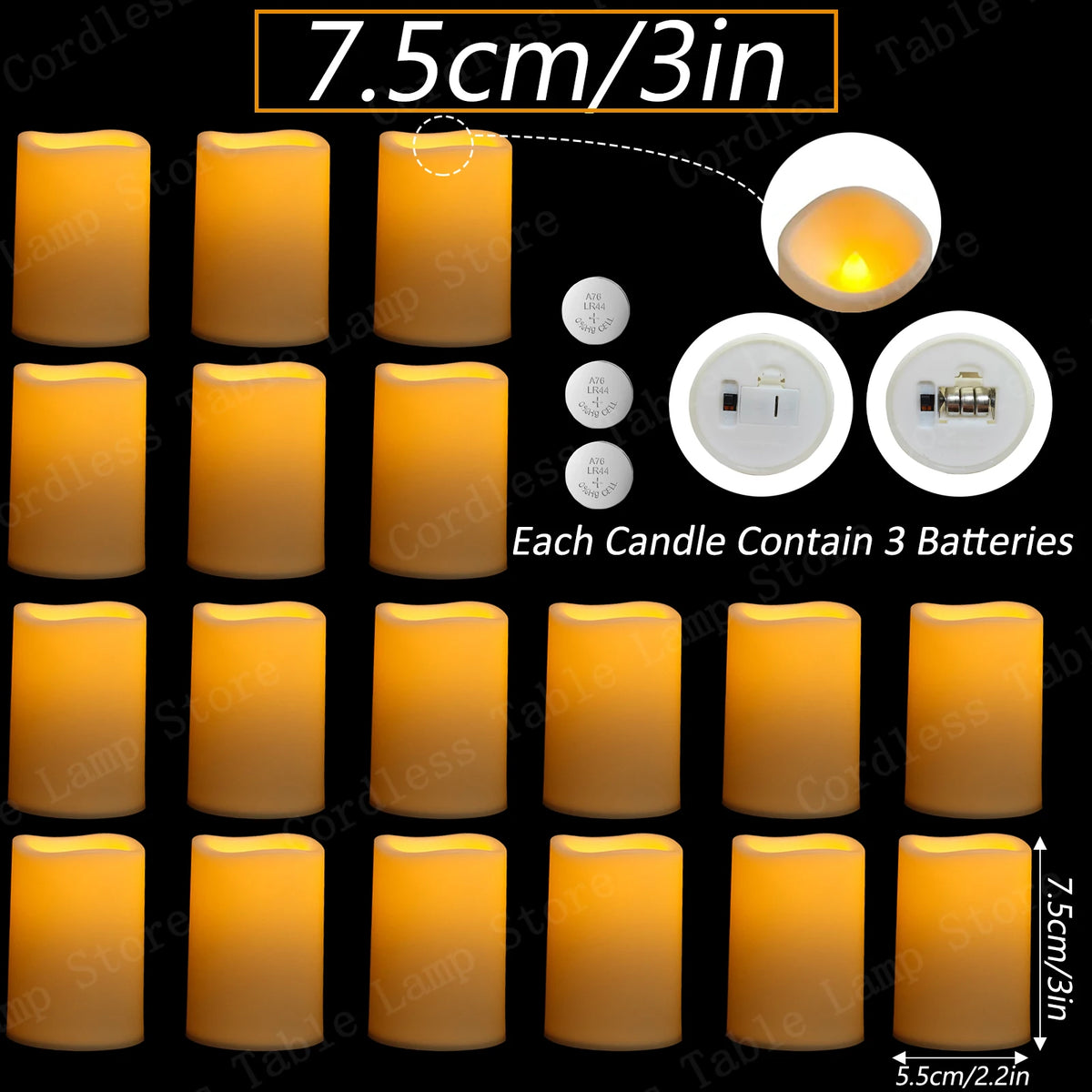 9-300Pcs Led Candles for Wedding Artificial Candle Concert Flameless Candle Battery Operated Pillar Candle for Table Centerpiece