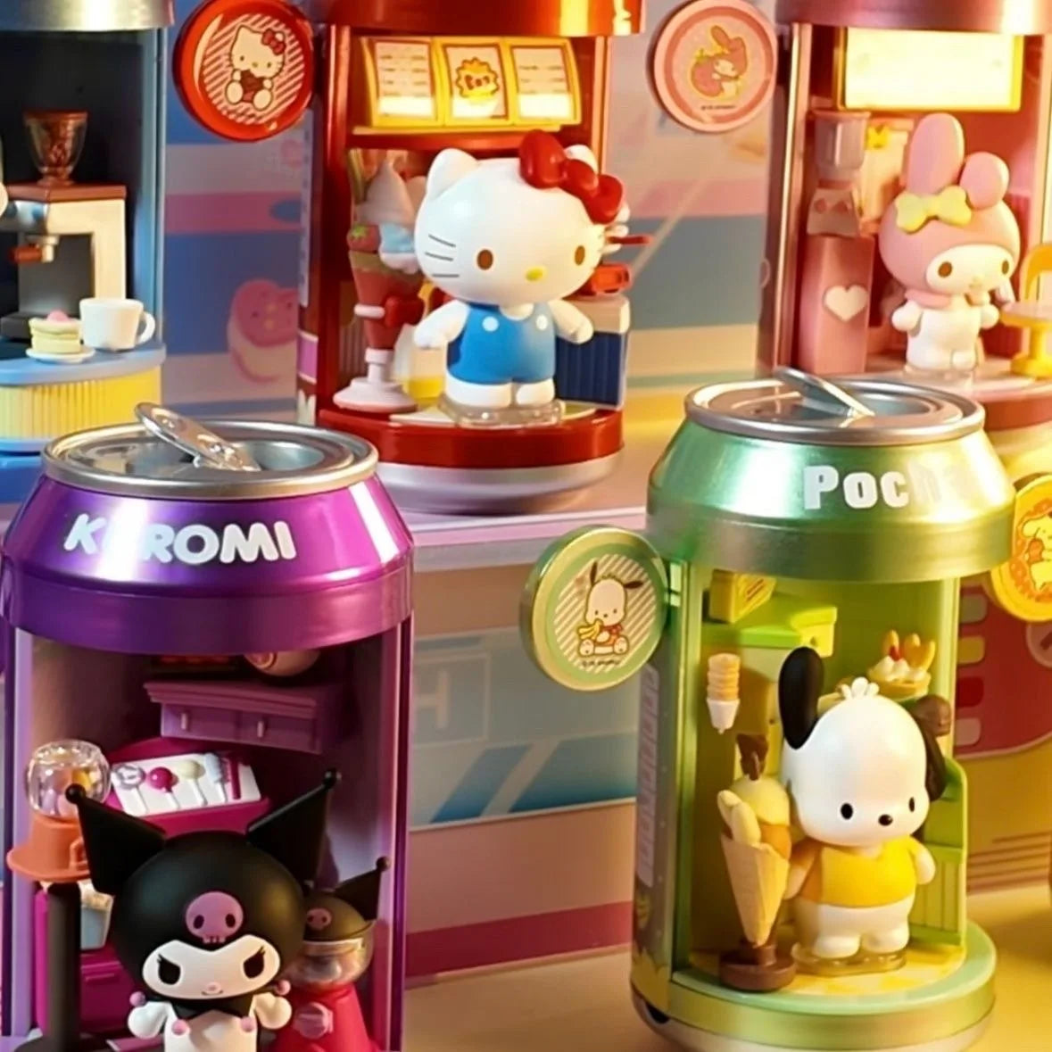 Anime Sanrio Character Soda Can Assembly Series Blind Box  Anime Figure Cinnamoroll Hello Kitty Kuromi My Melody Collect Gift