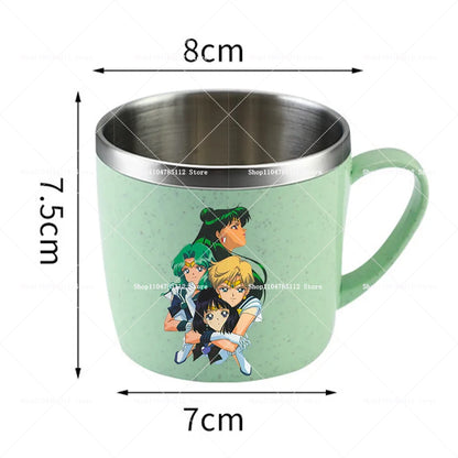 Sailor Moons Stainless Steel Water Cup Women Kawaii Anime Printed Thermo Mug Kid Home Anti-drop Camping Glass Kids Birthday Gift