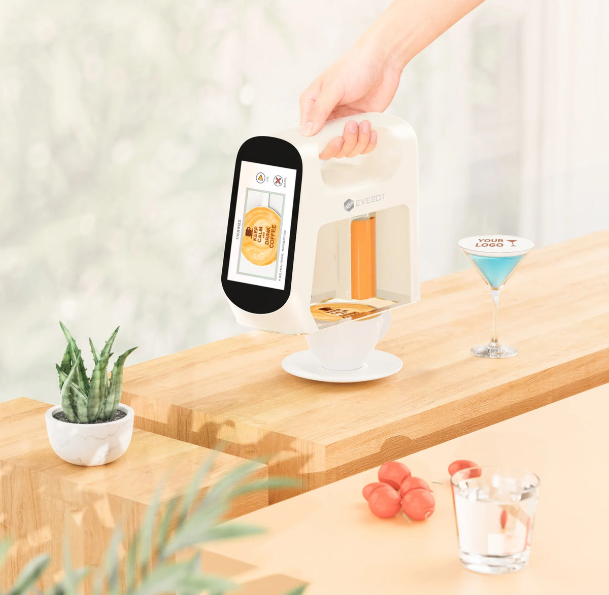EVEBOT Smart Handheld Food Printer 5cm Print Head (Next-Gen with Visual Positioning) Flip Screen Ideal For Cafés & Coffee Shops