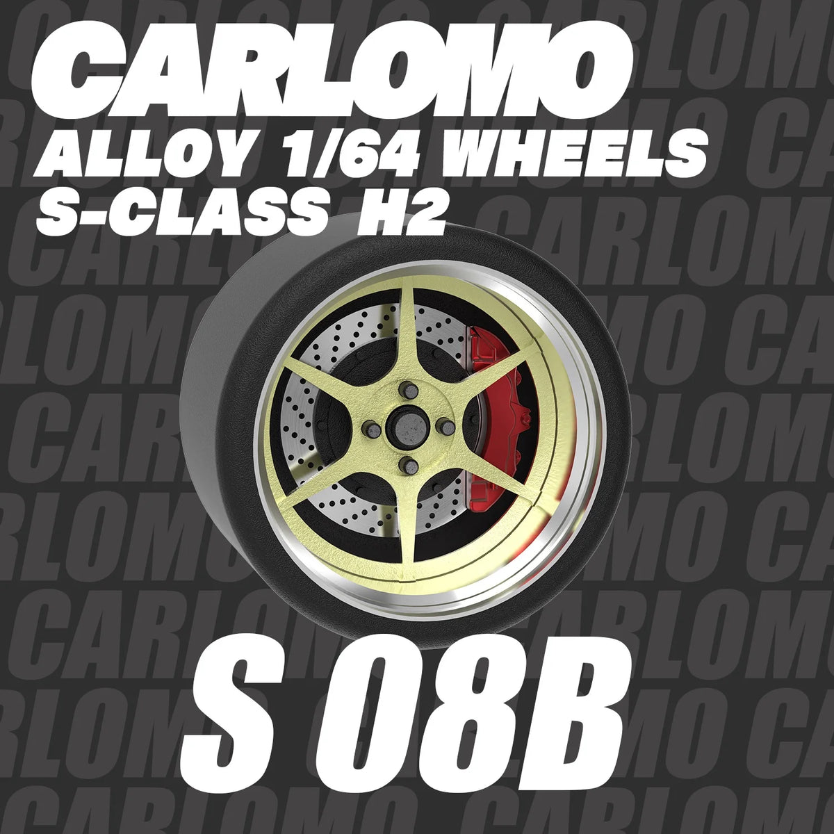 Carlomo S-Class Brand New 1/64 Alloy Wheels Rubber Tires with Brake Disc Assembly Rims for Model Diecast Car for model cars