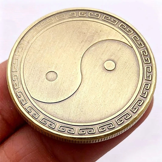 Antique Dragon Phoenix Tai Chi Lucky Challenge Coin Perfect for Flipping Decision Making and Fun Commemorative Souvenir Gifts