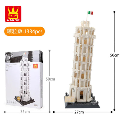 WANGE City Architecture Sydney Opera Santorini Building Blocks Chamartin Stadium Mosque Assembled Model Collection Toys For Gift