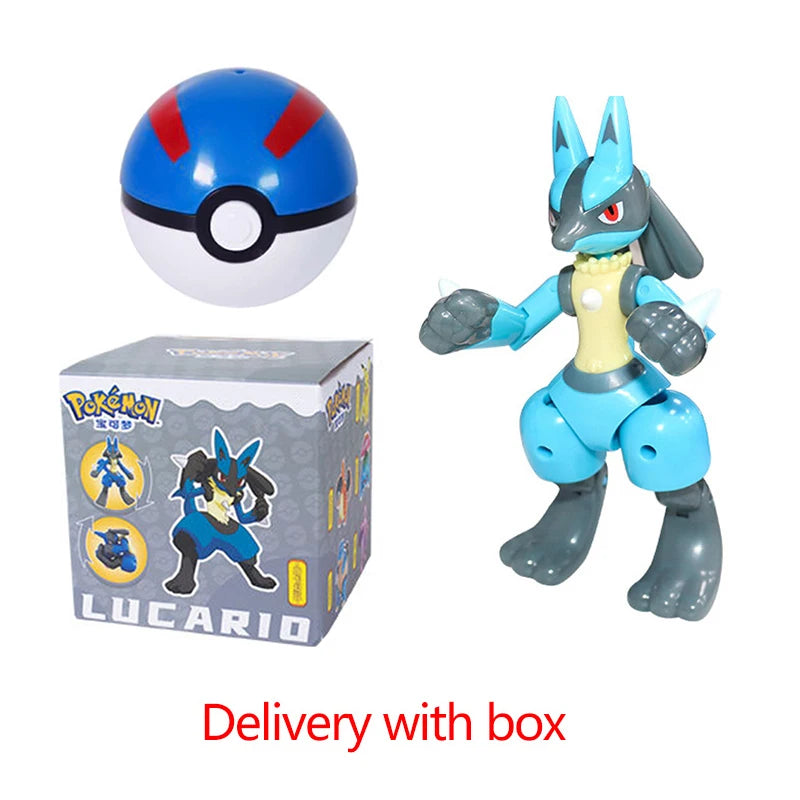 Pokemon Figure Dragonite Gengar Mew Snorlax Lapras Pokeball Elf Ball Deformation Toy Pikachu Monster Educational Doll Kids Gift