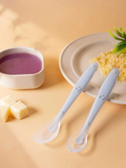 9 Colors Baby Silicone Spoon Learning Spoon Star Pattern Large Small Spoon Set Soft Silicone Feeding Spoon Training Baby Reborn