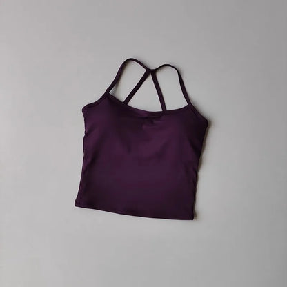 Women's Slim Fit Nude Sports Bra Yoga Fitness Vest Skin Friendly Pilates Top Beautiful Back Design Suspension Yoga Fitness Top