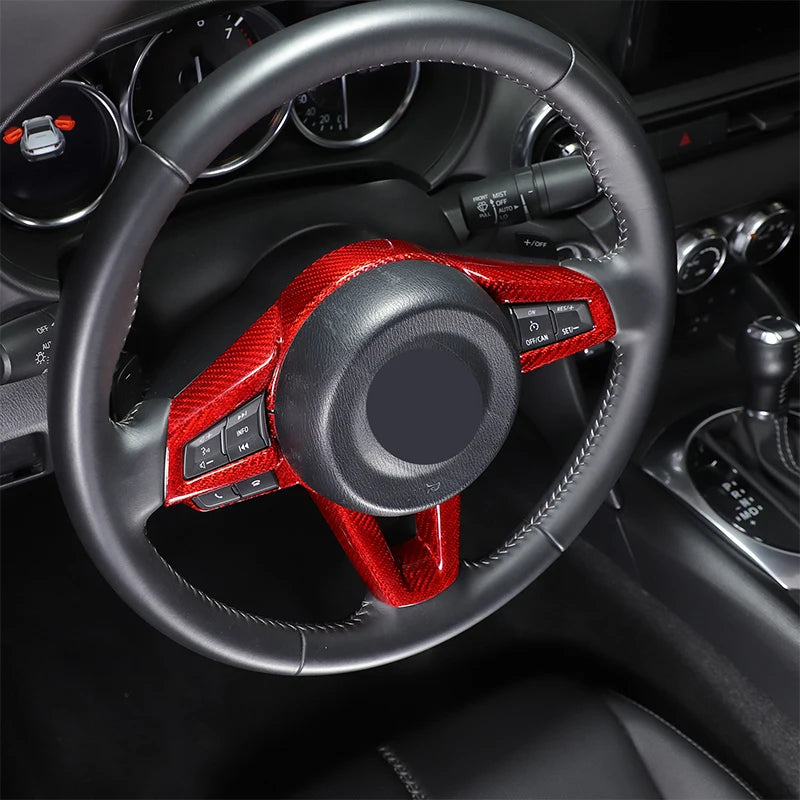 For Mazda MX-5 ND 2016-2024 Real Carbon Fiber Car Steering Wheel Decorative Frame Sticker Car Interior Accessories