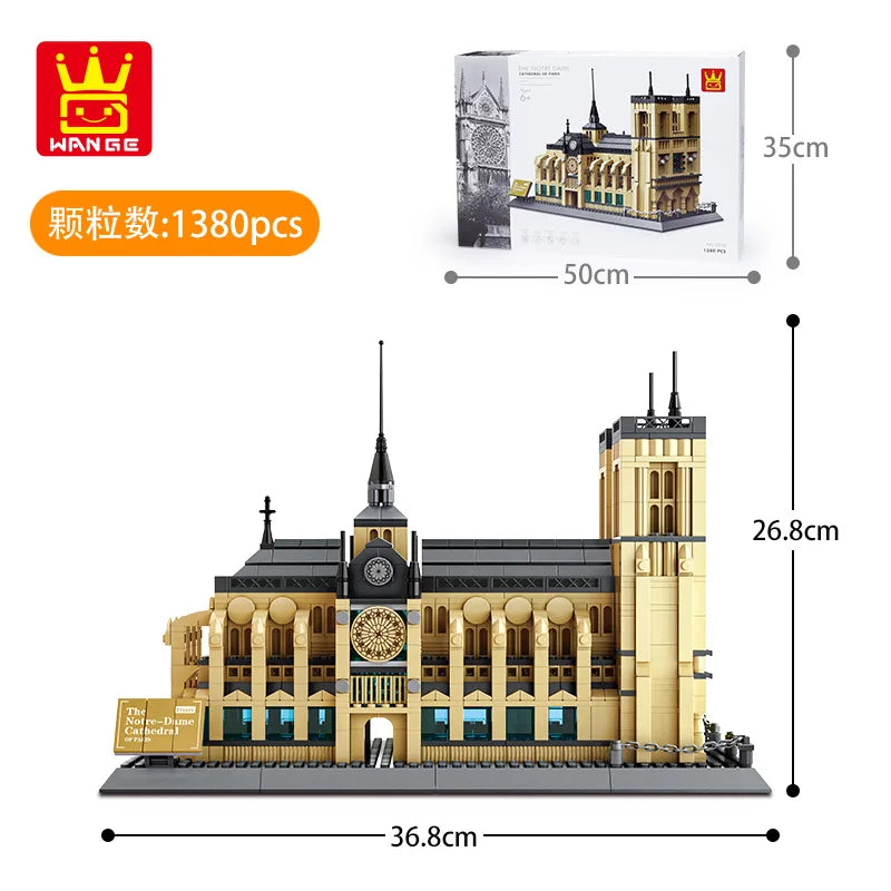 WANGE City Architecture Sydney Opera Santorini Building Blocks Chamartin Stadium Mosque Assembled Model Collection Toys For Gift