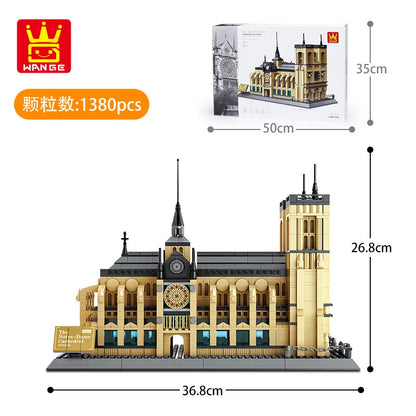 WANGE City Architecture Sydney Opera Santorini Building Blocks Chamartin Stadium Mosque Assembled Model Collection Toys For Gift