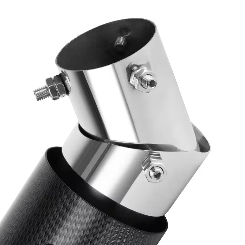 Stainless Steel Car Exhaust Tip, Carbon Fiber ABS Shell Multi-Angle Adjustable Curved Muffler Decor Cover