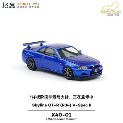 In Stock POP RACE 1:64 PR640132 Porsche Singer DLs Turbo Gold, Skyline GT-R (R34) V-Spec Il Alloy Die Cast Car Model