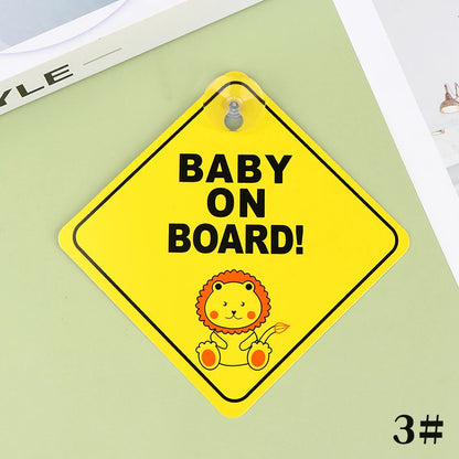 1pc Baby On Board Safety Car Window Suction Cup Yellow Warning Sign Accessor Driving Accessor Car Sticker Автомобильные Наклейки
