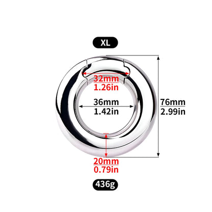 LEZEE Stainless Steel Semen Lock Rings Scrotum Drop Ring Heavy Metal Testicular Stretcher Rings Weight Hanging BDSM Cockring