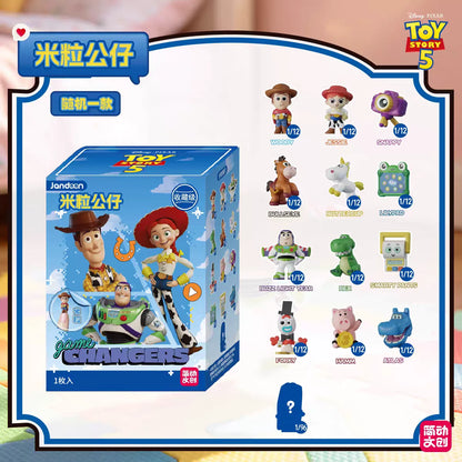 JANDOOM  Toy Story Stitch Mickey Mouse Winnie Zootopia Doraemon Action Figure Rice Grains Doll Model Blind Box Toys Modei Gifts