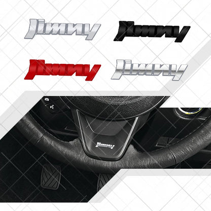 Metal 3D JIMNY Logo Car Styling Steering Wheel Key Letter Emblem Sticker For Suzuki Jimny JB64 JB23 JB31 JB33 JB43 JB74 JA11
