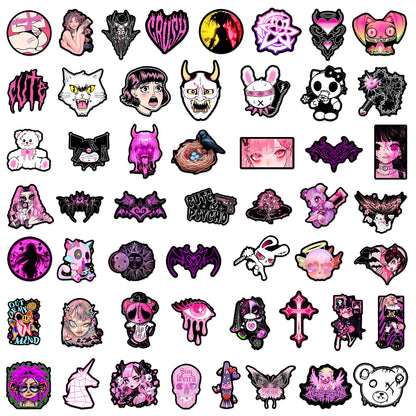 10/25/50pcs Pink Gothic Graffiti Stickers for DIY Scrapbooking Phone Laptop Suitcase Skateboard Motorcycle Helmet