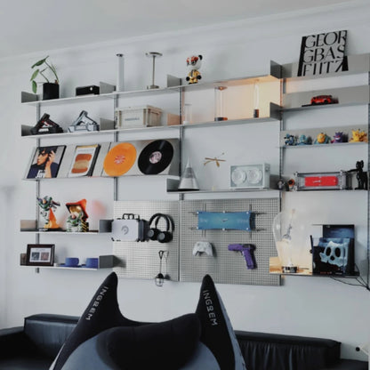 Stainless Steel DIY Bookcase for Living Room Modular Storage Shelf  Space Saving Display Organizer Wall Mounted Showcase System