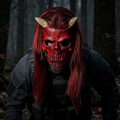 Scarlet Demon Role Play Latex Mask, Cosplay Prop for Halloween,Xmas,Bar Party & Carnival.Soft & Breathable Great Graduation Gift