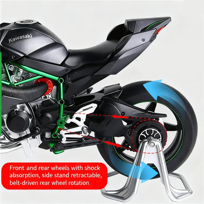 Key Start 1:9 H2 H2R Alloy Sports Motorcycle Model Diecast Track Racing Motorcycle Model With Spray Sound and Light Kid Toy Gift