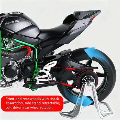 Key Start 1:9 H2 H2R Alloy Sports Motorcycle Model Diecast Track Racing Motorcycle Model With Spray Sound and Light Kid Toy Gift
