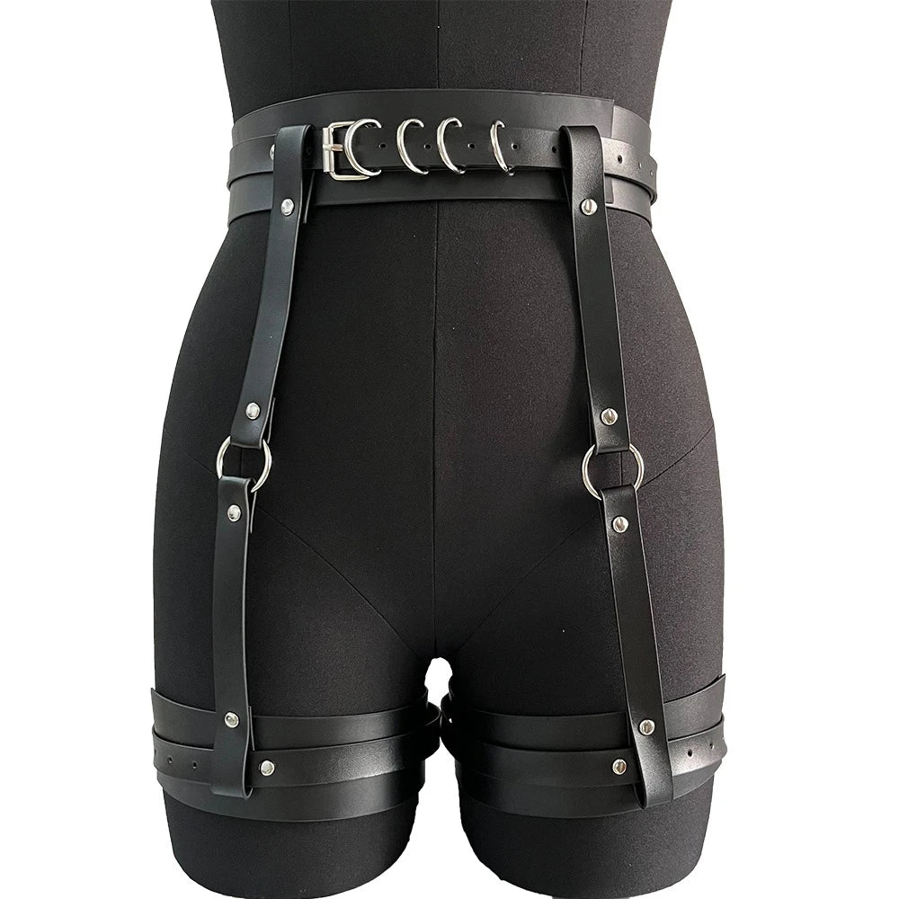 Women's Fashion Sexy Street Style Harness Belt Cool Punk Rock PU Leather Belt Gothic Exotic Clothing Accessorie for Party