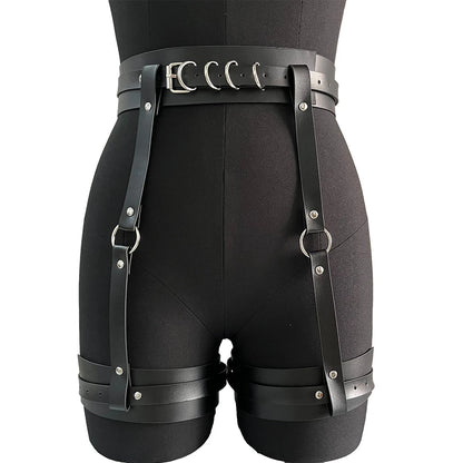 Women's Fashion Sexy Street Style Harness Belt Cool Punk Rock PU Leather Belt Gothic Exotic Clothing Accessorie for Party