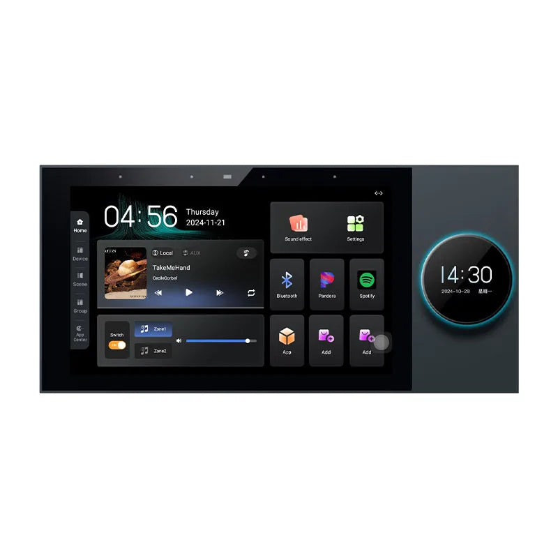 Home 2 Zone Audio In Wall Amplifier TUYA Smart Built-in ZIGBEE Gateway Music Controls Panel Android 11 System 8x30W Sound Player