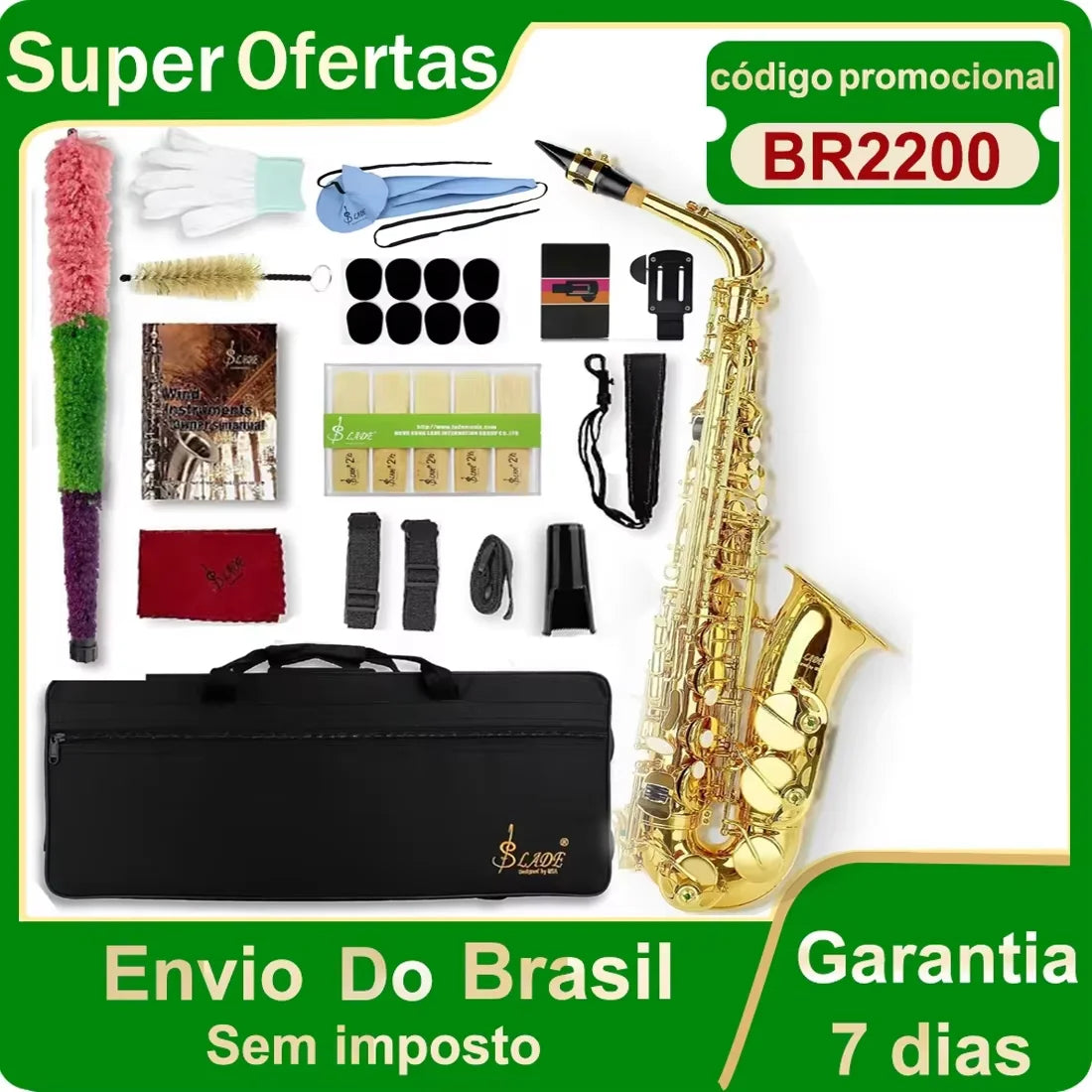 SLADE Gold Silver Saxophone Eb Alto Saxophone Brass Body Saxophone Set with Case Reed Sax Accessory Professional Instruments
