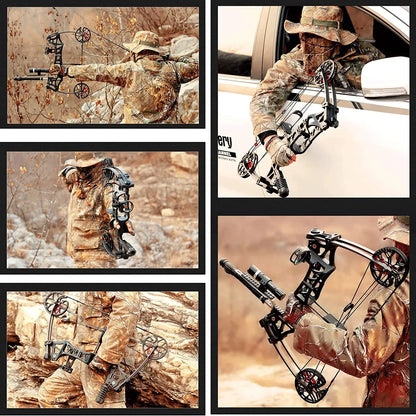Compound Bow Kit M109E Steel Ball Compound Bow 30-60lbs 25.5-28.5Draw Length Adult Compound Bow Left and Right Hands Shooting Hu