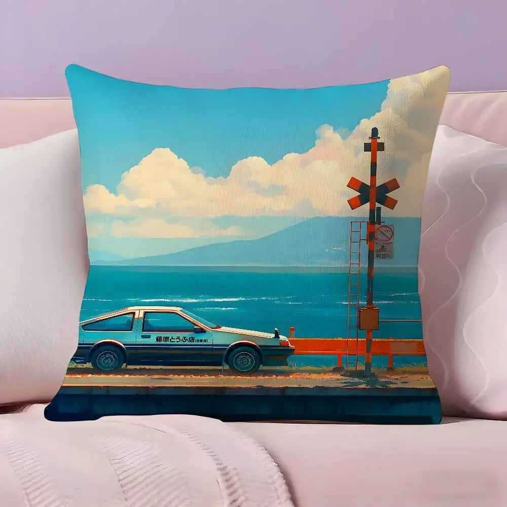 Classic retro car AE86 Pillow Case Pillowcase Ultra Soft Skin Friendly Fabric Cloud Like Comfort & Concealed Zipper