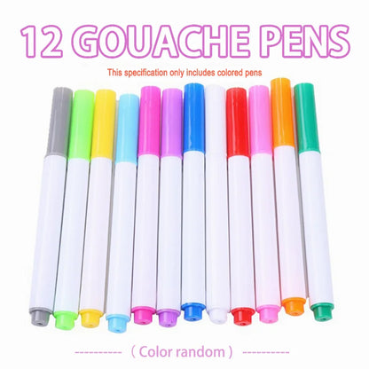 Erasable Doodle Book for KidsToddlers Toys Reusable Drawing Pads with 12 Watercolor Pens Preschool Toy Trip Writing Painting Set