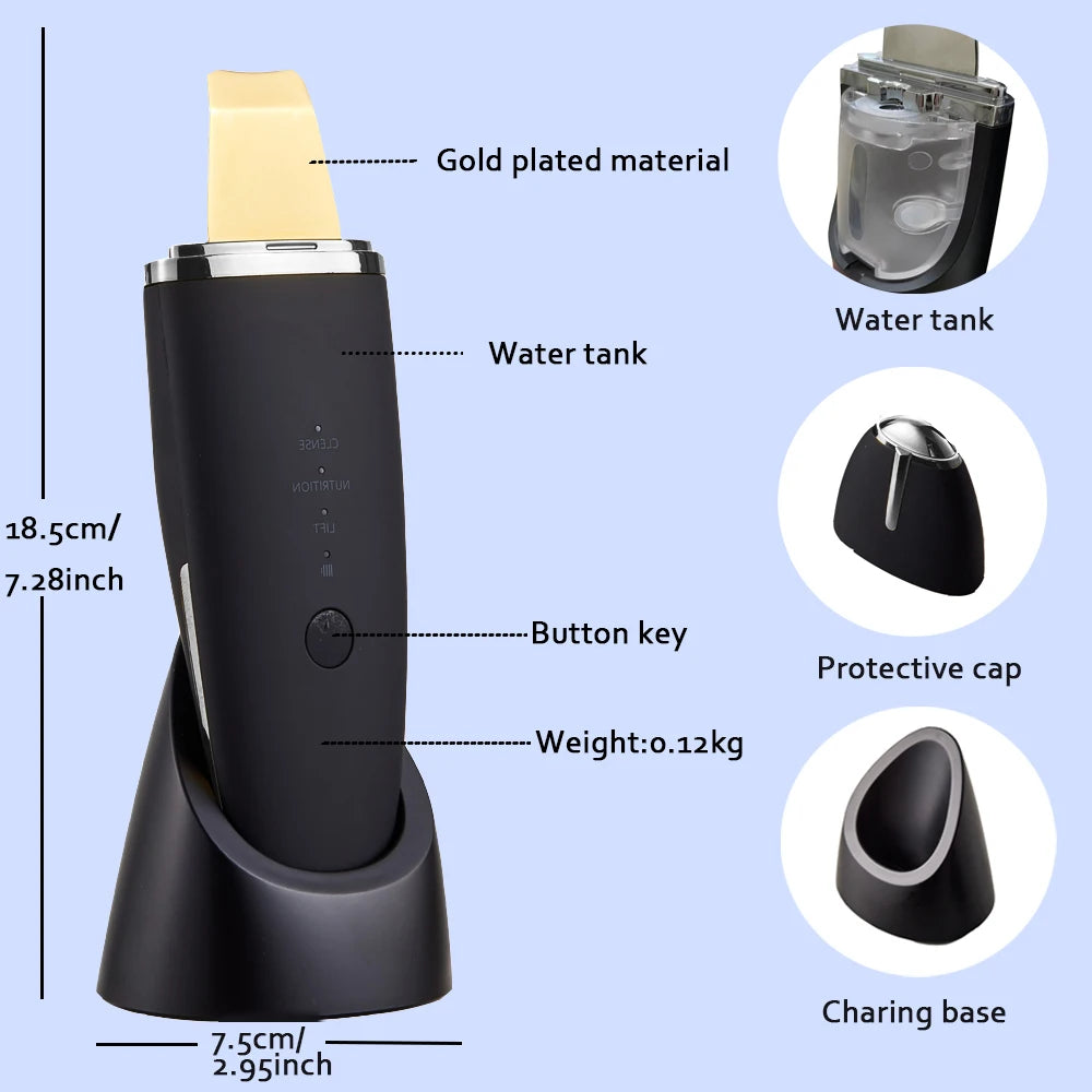 EMS Machine Ultrasonic Skin Scrubber Vibration Face Spatula Blackhead Remover Shovel Clean Cavitation Peeling Facial Lifting