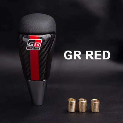 GR Car Leather Shift Knob Universal Carbon Fiber Manual Gear Shift Knob Fashion Shifter Lever Gearstick Car Interior Parts