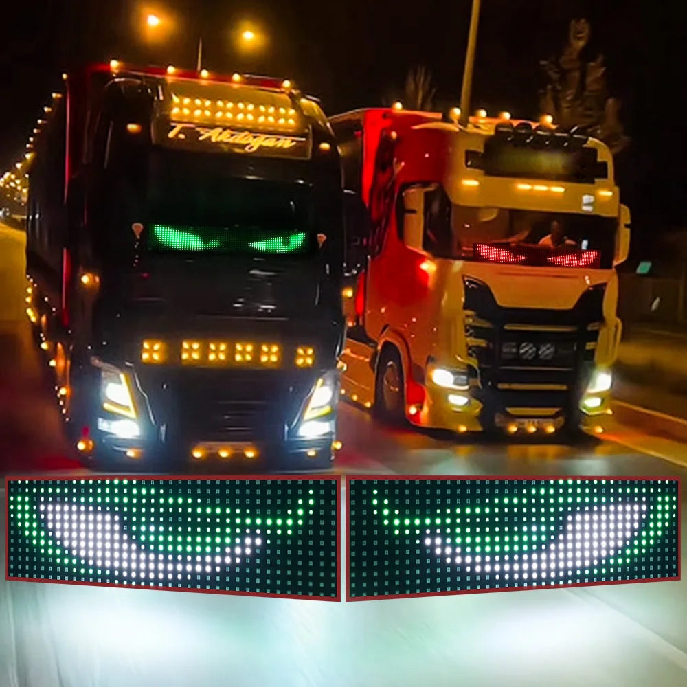 App Car Truck Devil Eye LED Pixel Panel Light Remote Control Soft Folding Lighting Rolling Panel Windshield 12V 24V