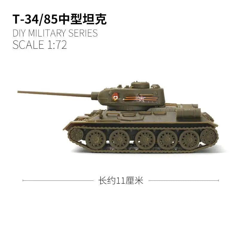 1/72 Soviet T-34/85 Medium Tank Glue-free Quick Fight Military Model Boy 80043