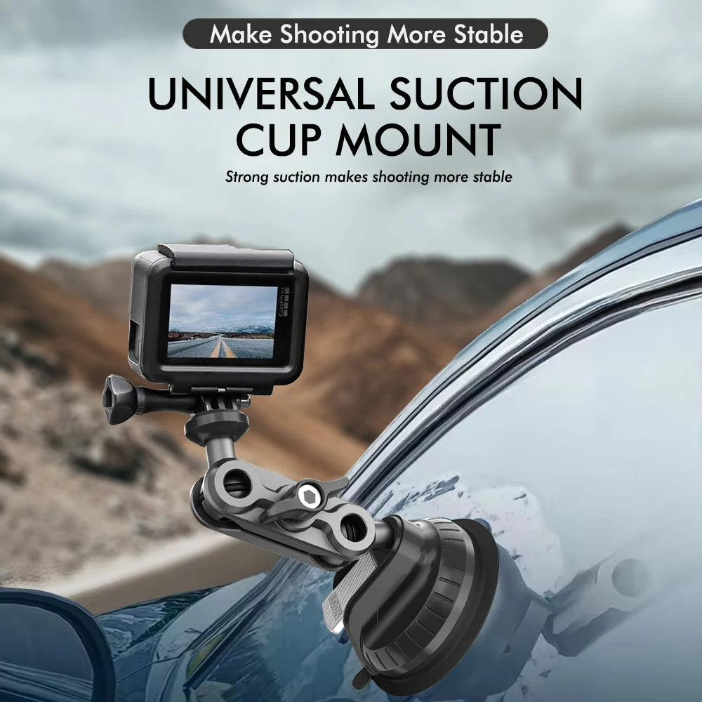 Car Suction Cup Phone Action Camera Holder 1/4 Inch Action Camera Dash Cam Phone Car Mount Suitable for DJI/Shadowstone Insta360